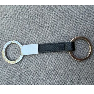 1990s Black Bvlgari Keychain Soft Leather Designer Minimalist OS‎